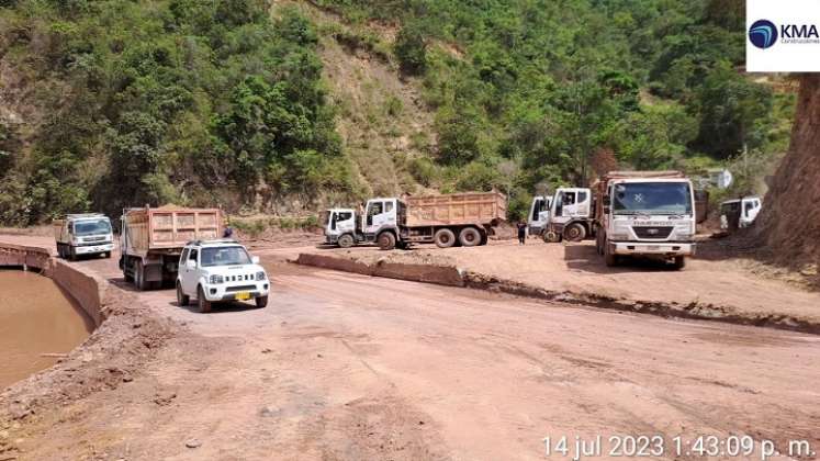 Hasta finales de agosto, o principios de septiembre, sería habilitado el paso provisional en la carretera Ocaña-Cúcuta. /Foto: Cortesía.