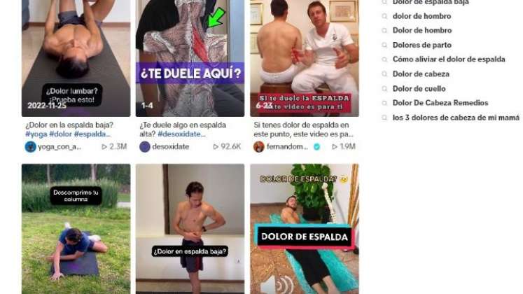 Búsqueda en TikTok. 