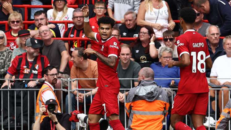 Luis Díaz celebró con el Liverpool. 