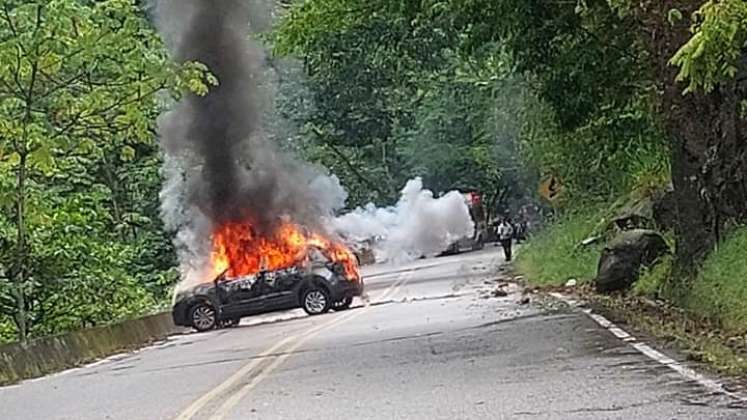 Incendiaron vehículo en la vía a Ocaña