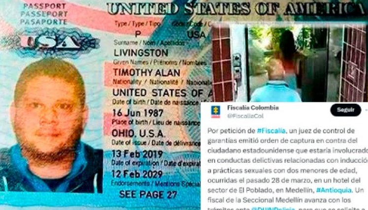 Policía busca a Timothy Alan Livingston por caso de menores en hotel de El Poblado