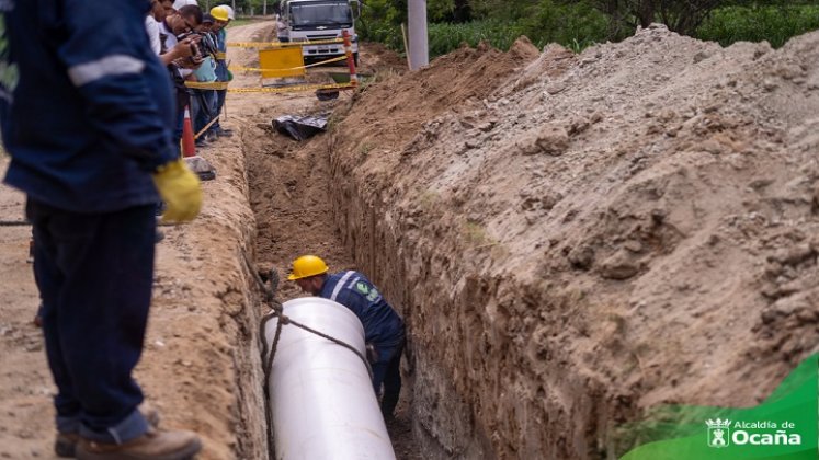 La Empresa de Servicios Públicos de Ocaña avanza en la reposición de tuberías en fibra de vidrio para garantizar el suministro de agua potable./ Foto: Cortesía
