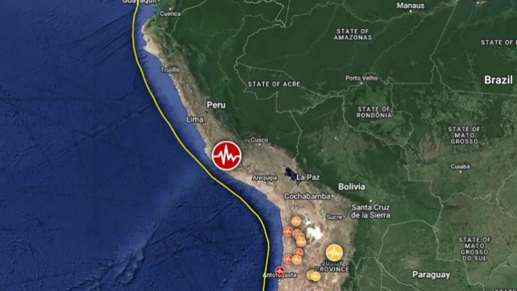 Sismo de gran intensidad fue reportado al sur de Perú.