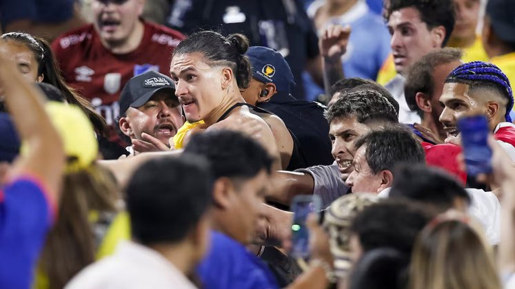 Pelea entre jugadores de Uruguay e hinchas de Colombia 