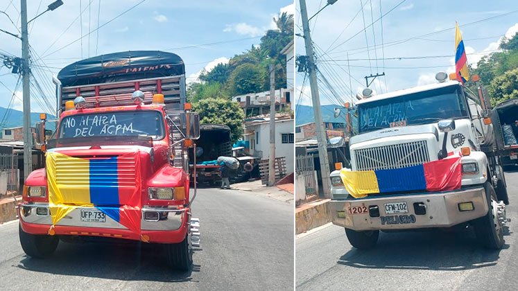 Bajo la consigna ‘No al alza del ACPM’, conductores de transporte de carga protestaron en Norte de Santander./ Foto Javier Sarabia-La Opinión