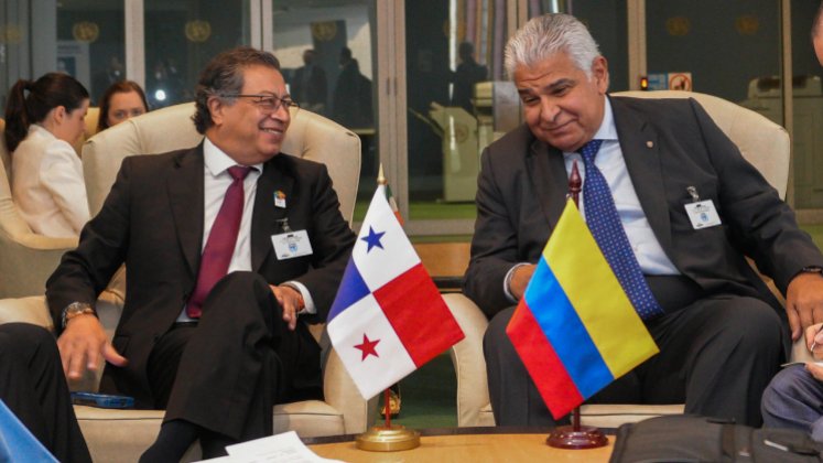 Los presidentes Gustavo Petro de Colombia y Raúl Mulino de Panamá se reunieron en Nueva York. / Foto: Colprensa