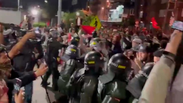 Manifestantes en Bogotá