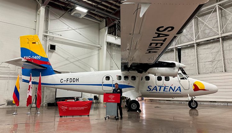 El primer avión Twin Otter, de los ocho que comprará Satena./ Foto Cortesía