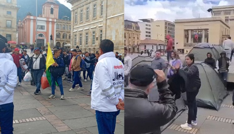 Líderes del Catatumbo en la PLaza de Bolivar de Bogotá