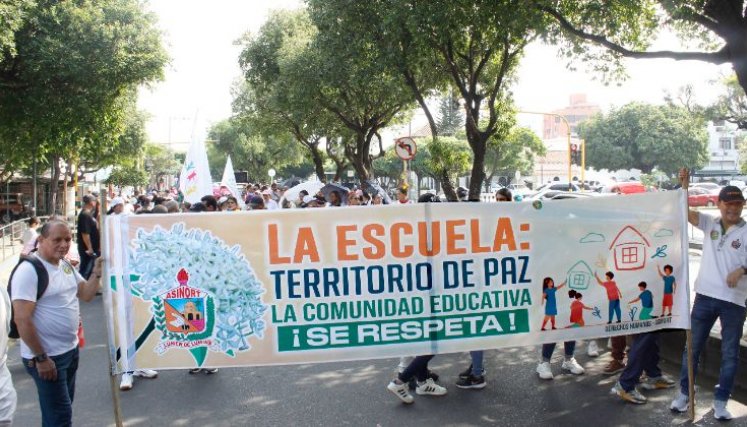 Los profesores marcharon de forma pacífica por varias zonas de Cúcuta. / Foto: Stefany Peñaloza / La Opinión 