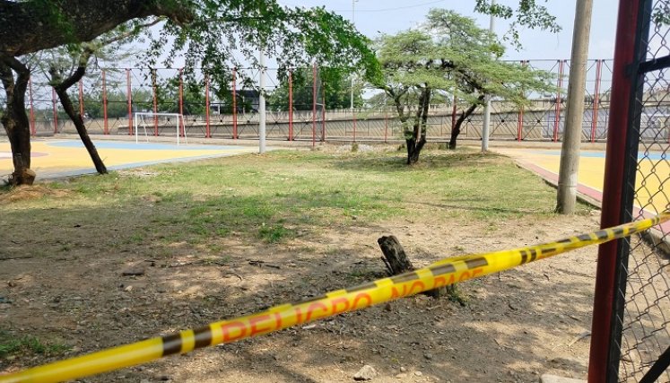 En este punto de una de las canchas del barrio Atalaya I Etapa sucedió el homicidio. 