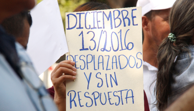 Plantón de víctimas del conflicto.