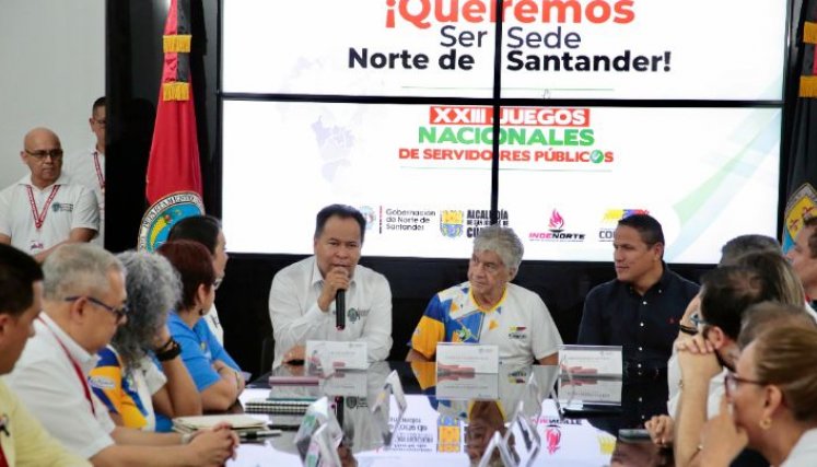 El gobernador, William Villamizar, y el alcalde de Cúcuta, Jorge Acevedo, presentando la postulación de Norte para la sede de los Juegos/Foto cortesía