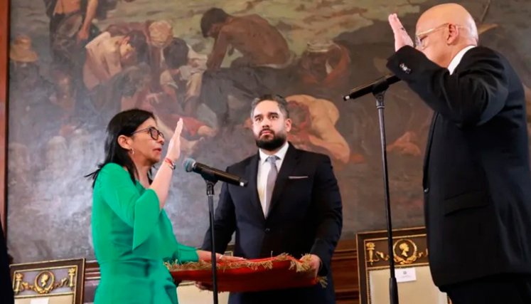  Acto de Juramentación como Presidenta Encargada de Venezuela- Delcy Rodríguez. Foto: prensa presidencial de Venezuela