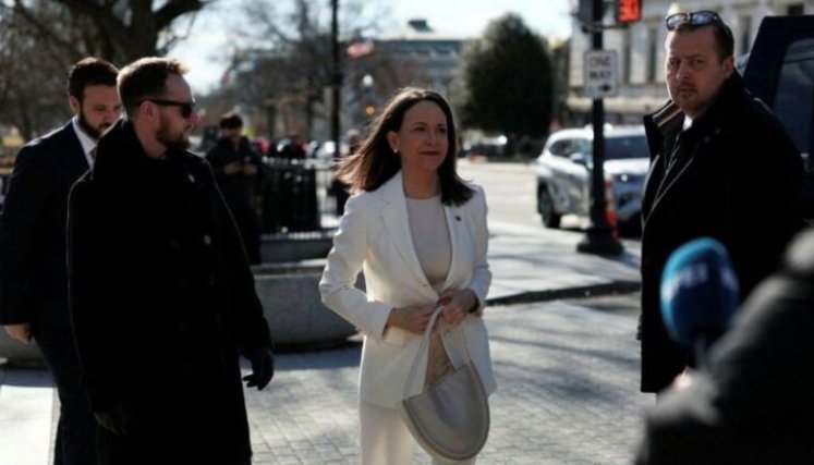 María Corina Machado al salir de la Casa Blanca: Sepan que contamos con el presidente Trump para la liberación de Venezuela