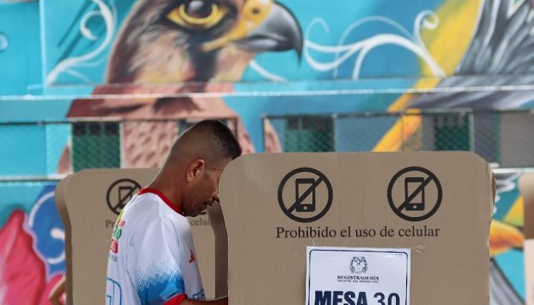 El ojo de águila como si estuviera vigilando el proceso electoral./Foto: Carlos Ramírez/La Opinión