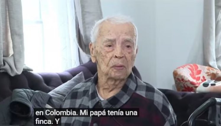 Luis Cano, hombre más longevo de EE.UU. Foto: captura de pantalla de un video en YouTube publicado por Telemundo 47. El Universal
