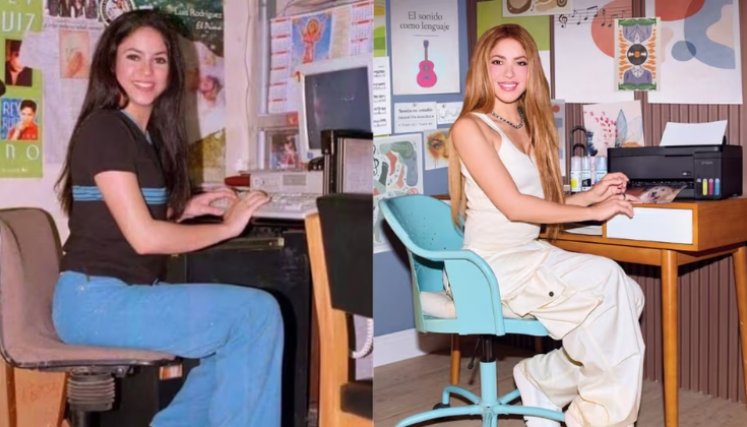 Shakira recreando foto antigua. Foto: @shakira