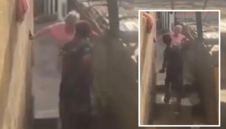 Violencia contra adulta mayor en Medellín. Foto: Captura de video. El Colombiano.