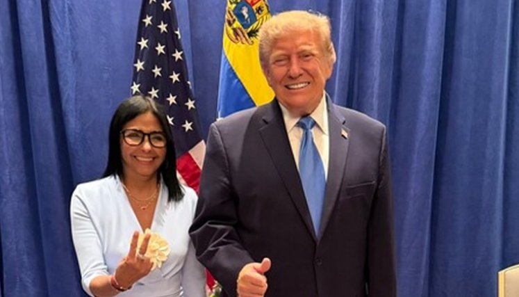 Delcy Rodríguez y Trump se reúnen por primera vez en Nueva York