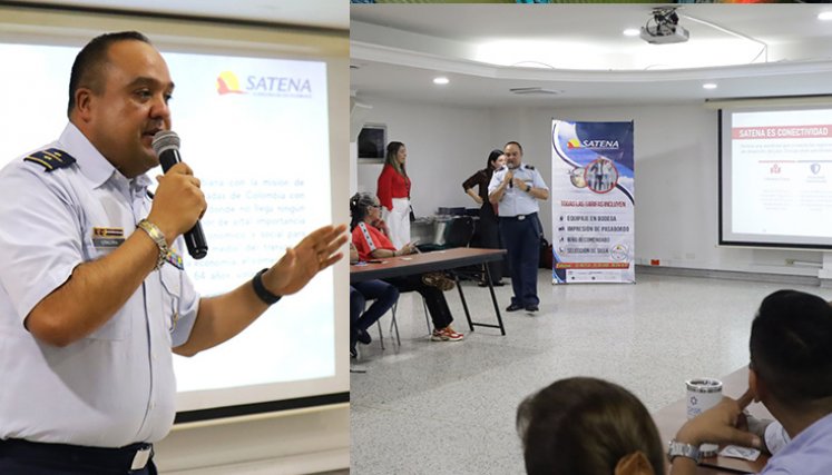 El coronel Carlos Otálora, director comercial de Satena, se reunió con empresarios y gremios del turismo, en Cúcuta. / Foto: cortesía Cámara de Comercio para La Opinión