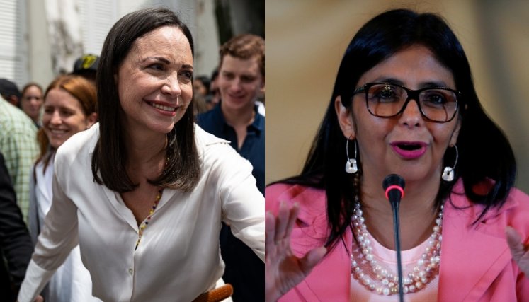 María Corina y Delcy. Foto: Colprensa.