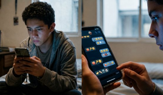 Lenguaje de jóvenes, emojis. Ilustraciones creadas con Gemini y ChatGpt