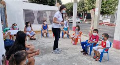 Niños del barrio La libertad disfrutaron de una tarde recreativa en compañía del servicio de la Biblioteca Pública Monseñor Luis Pérez Hernández. / Fotos cortesía