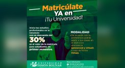 ¡Matricúlate ya en la Simón Bolívar! Inicio de clases 2 de agosto./Foto: cortesía