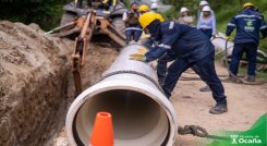 La Empresa de Servicios Públicos de Ocaña avanza en la reposición de tuberías en fibra de vidrio para garantizar el suministro de agua potable./ Foto: Cortesía