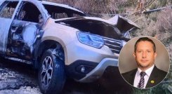 La camioneta del líder sindical fue parcialmente quemada tras el ataque. / Foto cortesía