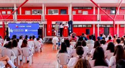 En el colegio de Comfanorte, en el municipio de Los Patios, se llevó a cabo el lanzamiento del Festival de Cine./Foto: Cortesía