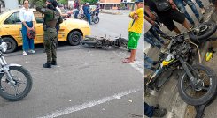 Una pareja resultó herida luego de que la motocicleta en la que se movilizaba chocara contra un taxi en la avenida Camilo Daza. / Foto: cortesía