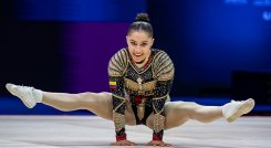 Valentina Noriega, gimnasta de la modalidad de aeróbica hizo un buen Mundial.