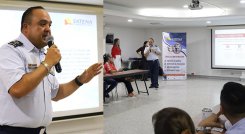 El coronel Carlos Otálora, director comercial de Satena, se reunió con empresarios y gremios del turismo, en Cúcuta. / Foto: cortesía Cámara de Comercio para La Opinión