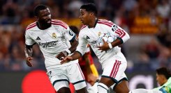 Antonio Rüdiger (izq) y el brasileño Endrick sentenciaron la victoria del Real Madrid ante la Roma. 