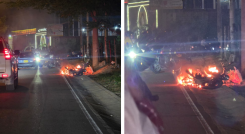 Moto incendiada en Los Patios.