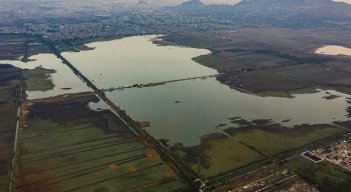 Vista aérea del lago Tlahuac-Xico, en la Ciudad de México, el 1 de junio de 2021./Foto: Pedro Pardo-AFP