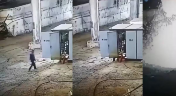 Borracho confunde subestación eléctrica con baño portátil
