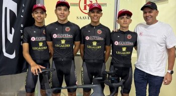 Estos son los cuatro ciclistas nortesantandereanos que estarán desde este jueves en la Vuelta de la Juventud Venezolana; Edward Noriega, Jesús Rodríguez, Clark Sandoval y Enderson Rodríguez.
