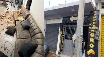 Los delincuentes rompieron una de las paredes perimetrales para ingresar al establecimiento.