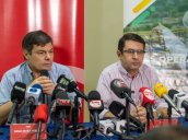Diego Fernando Mora, gerente de la EIS, y Fabio Ernesto Araque, gerente Veolia Aguas de Norte de Santander./Foto: Cortesía