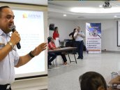 El coronel Carlos Otálora, director comercial de Satena, se reunió con empresarios y gremios del turismo, en Cúcuta. / Foto: cortesía Cámara de Comercio para La Opinión
